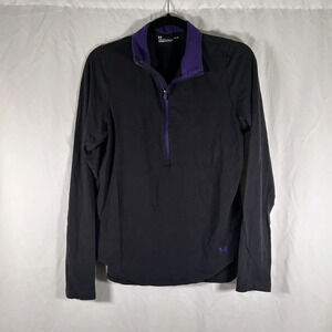 Under Armour Jacket Women's Medium Black Purple 1/4 Zip Long Sleeve Pullover